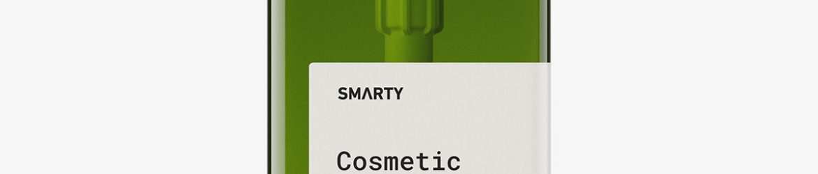Square bottle with pump mockup / green
