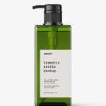 Square bottle with pump mockup / green