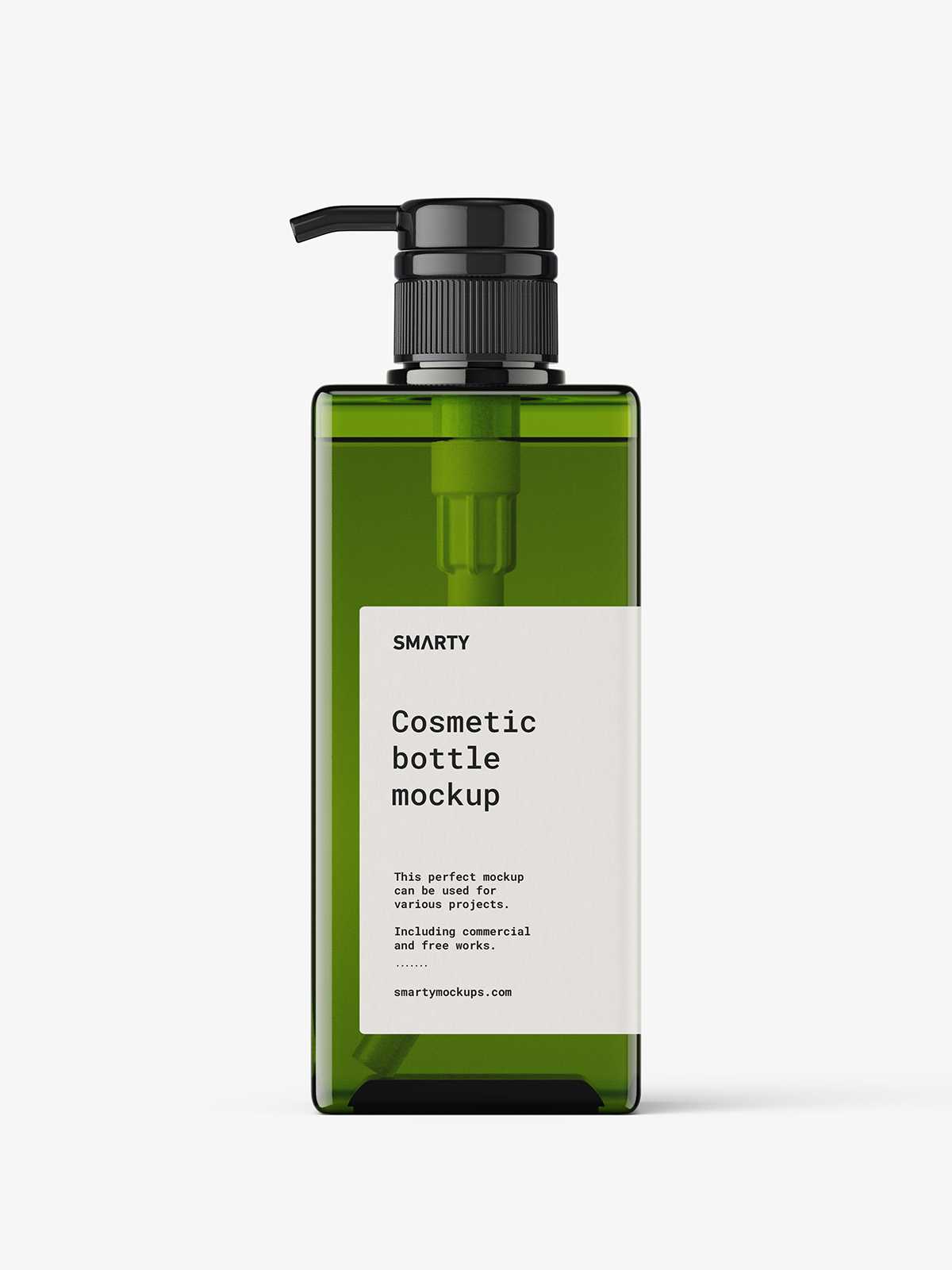 Square bottle with pump mockup / green