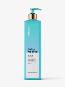 Square bottle with pump mockup / matt
