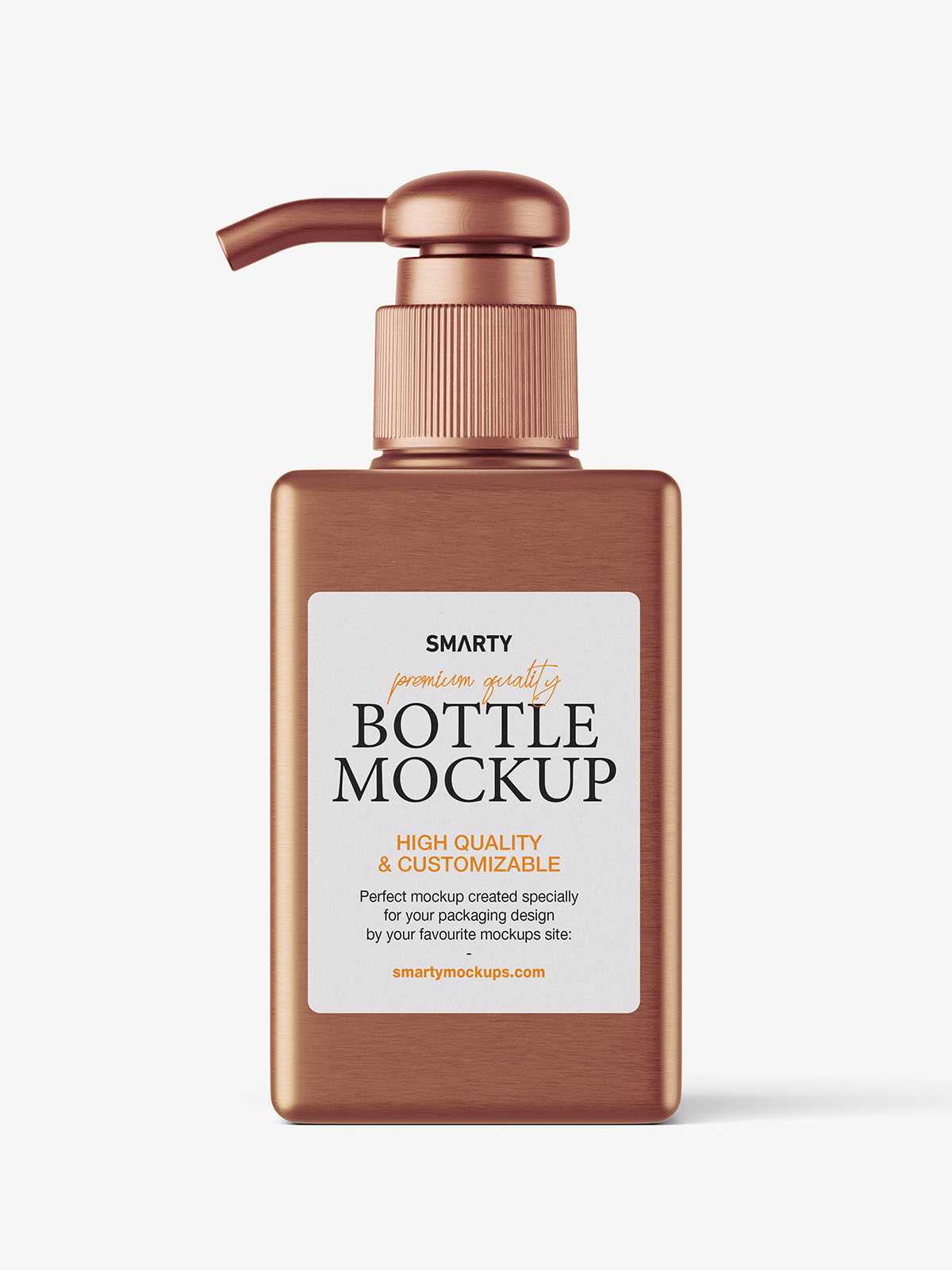 Square bottle with pump mockup / metallic