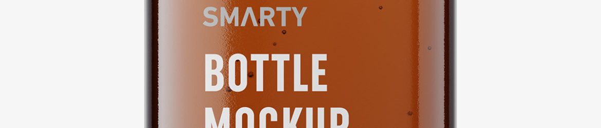 Square bottle with silver cap mockup / amber