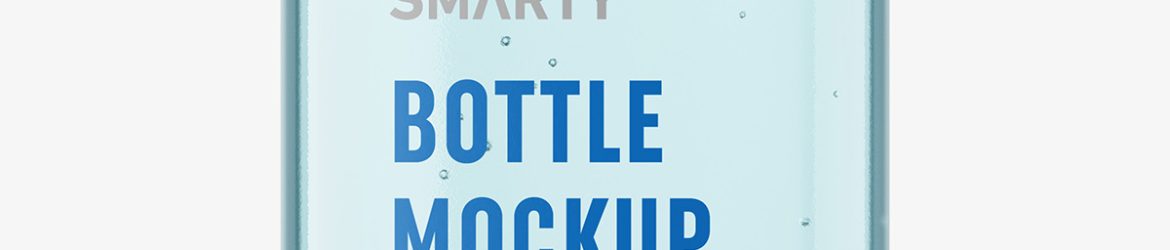 Square bottle with silver cap mockup / clear
