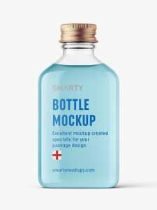 Square bottle with silver cap mockup / gel