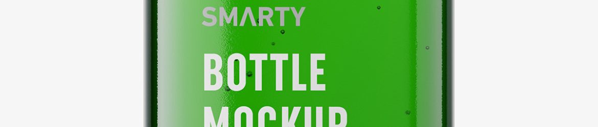 Square bottle with silver cap mockup / green