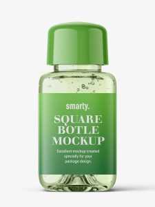 Square bottle with transparent gel mockup