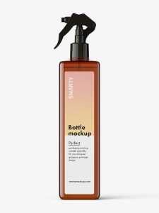 Square bottle with trigger spray mockup / amber