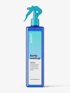 Square bottle with trigger spray mockup / blue
