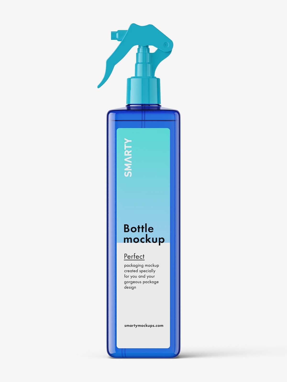 Square bottle with trigger spray mockup / blue