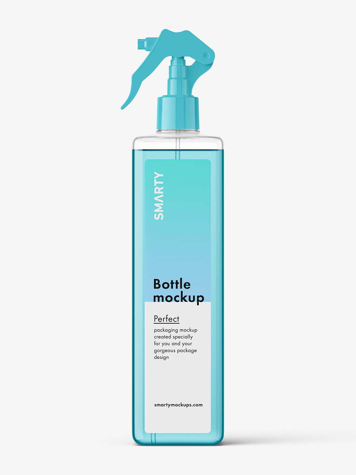 Square bottle with trigger spray mockup / clear