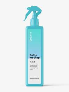 Square bottle with trigger spray mockup / glossy