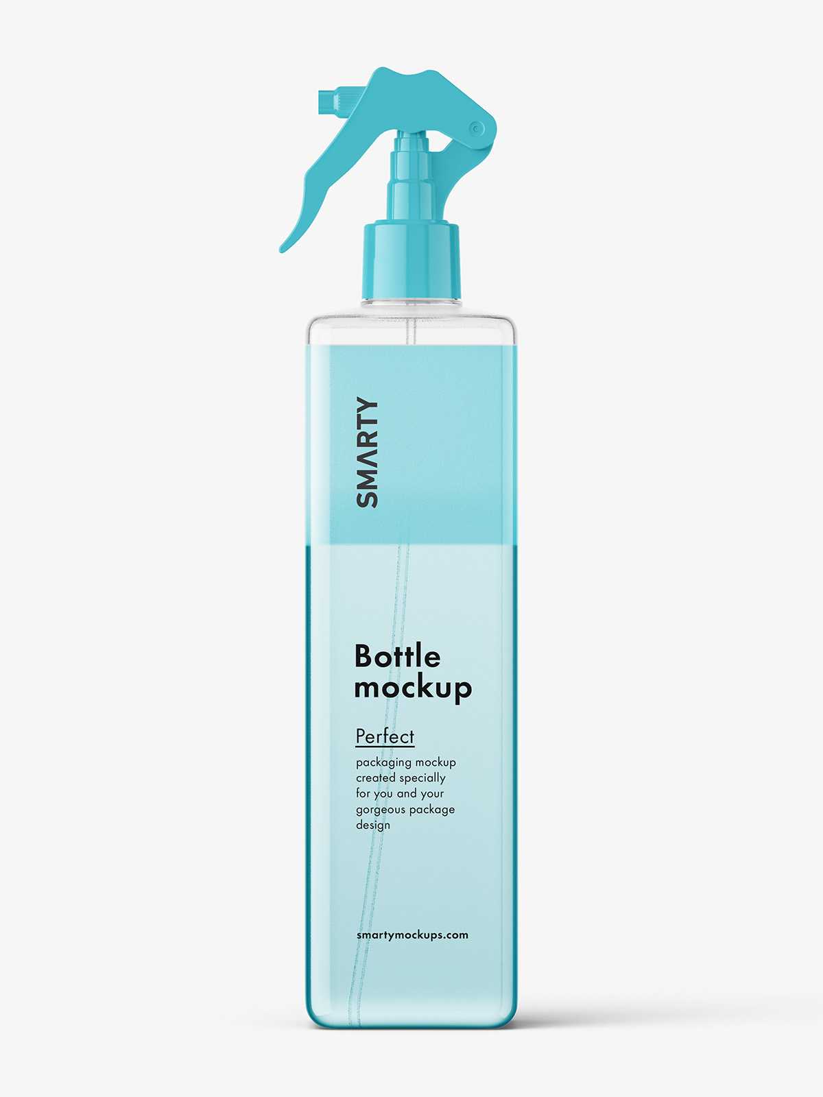 Square bottle with trigger spray mockup / two-phase liquid