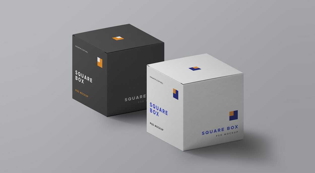 Square Box PSD Mockups
