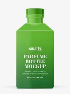 Square ceramic parfume bottle mockup