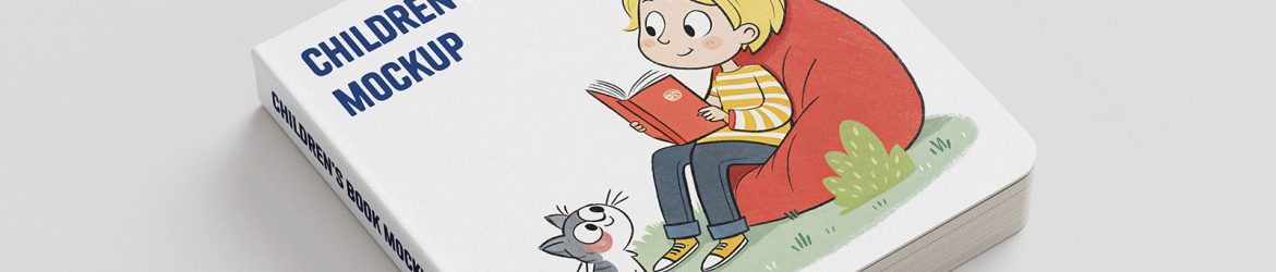Square children's book mockup