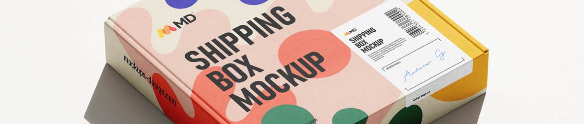 Square corrugated shipping box mockup