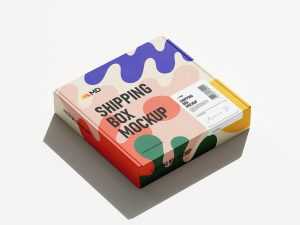 Square corrugated shipping box mockup