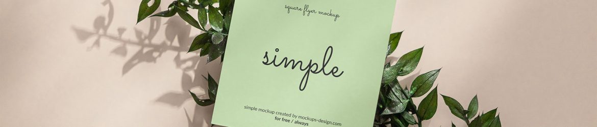 Square flyer on green leafs mockup Square flyer on green leafs mockup