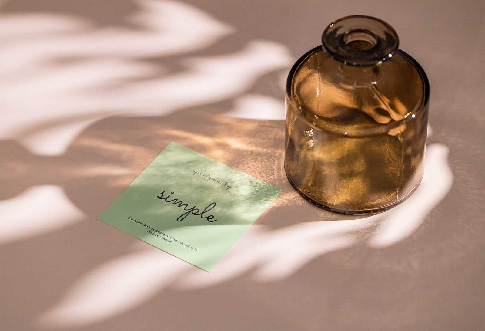 Square flyer with brown bottle mockup