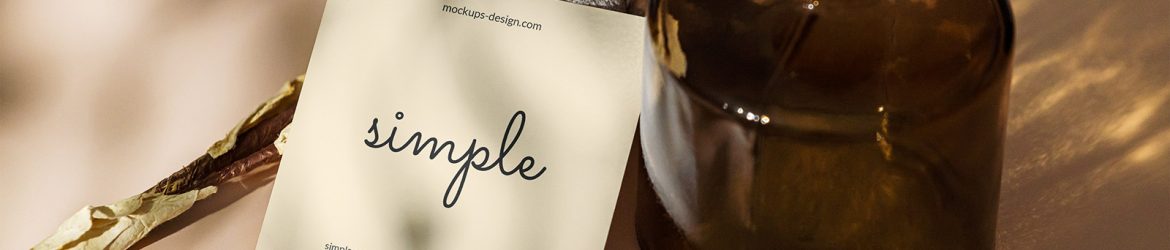 Square flyer with dark bottle mockup