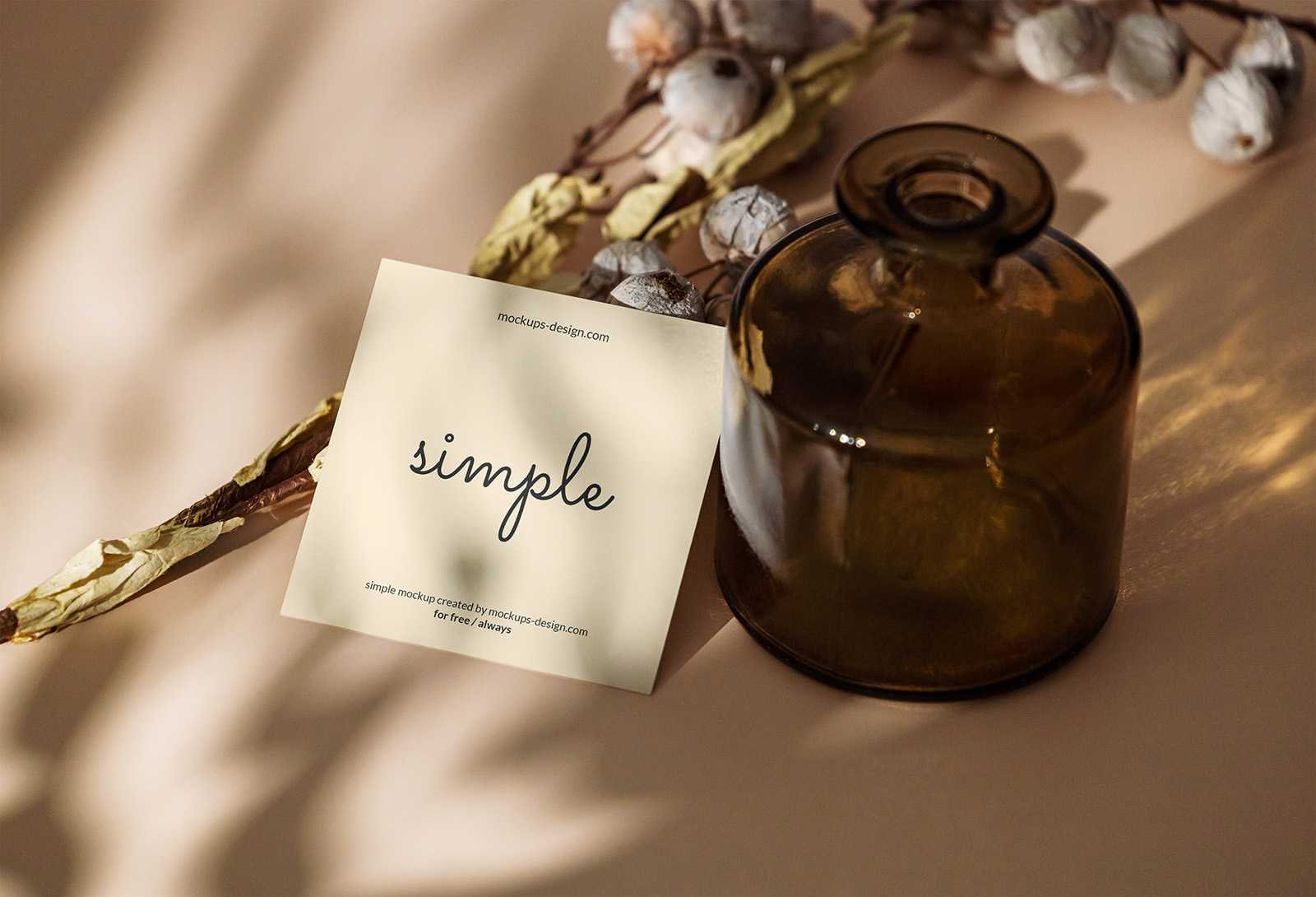 Square flyer with dark bottle mockup