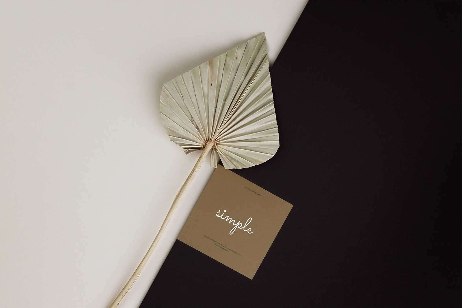 Square flyer with dried leaf mockup