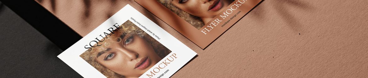 Square flyers and strong shadows mockup