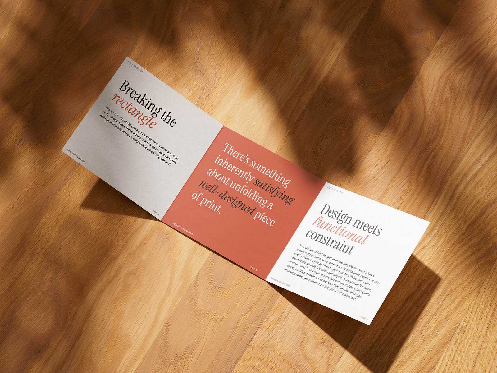 Square format trifold flyer mockup
