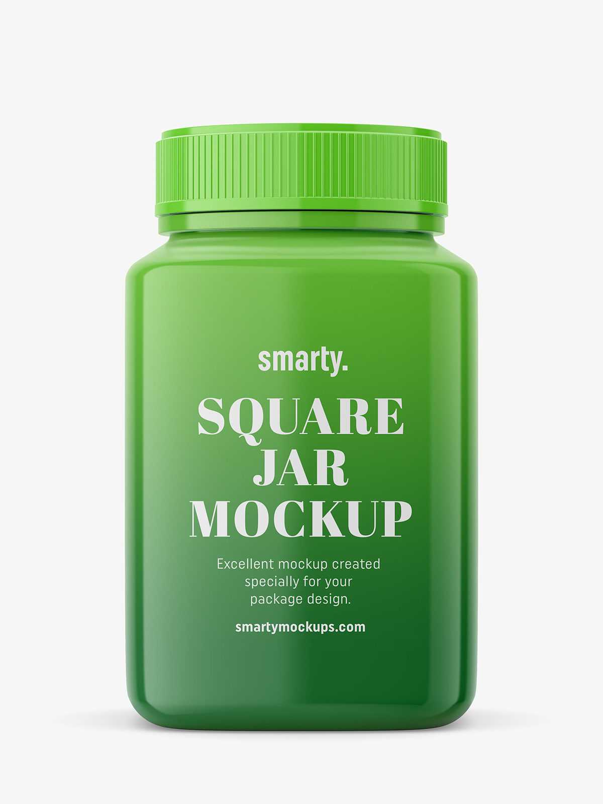 Square glossy jar mockup