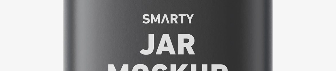 Square jar with fish oil capsules mockup