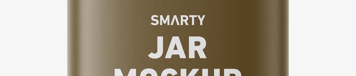 Square jar with herbal capsules mockup