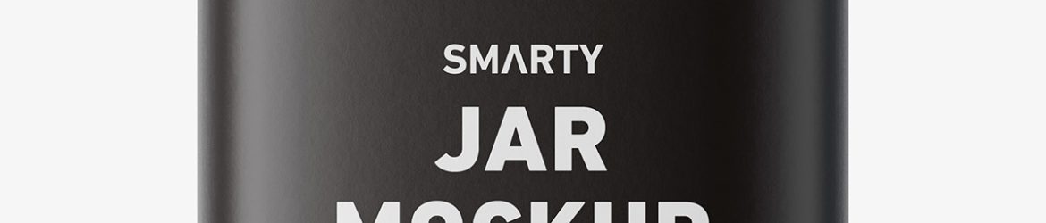 Square jar with pills mockup / amber