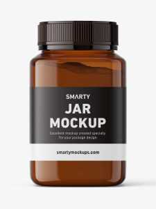 Square jar with powder mockup / amber