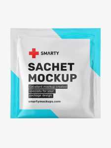 Square sachet mockup / glossy