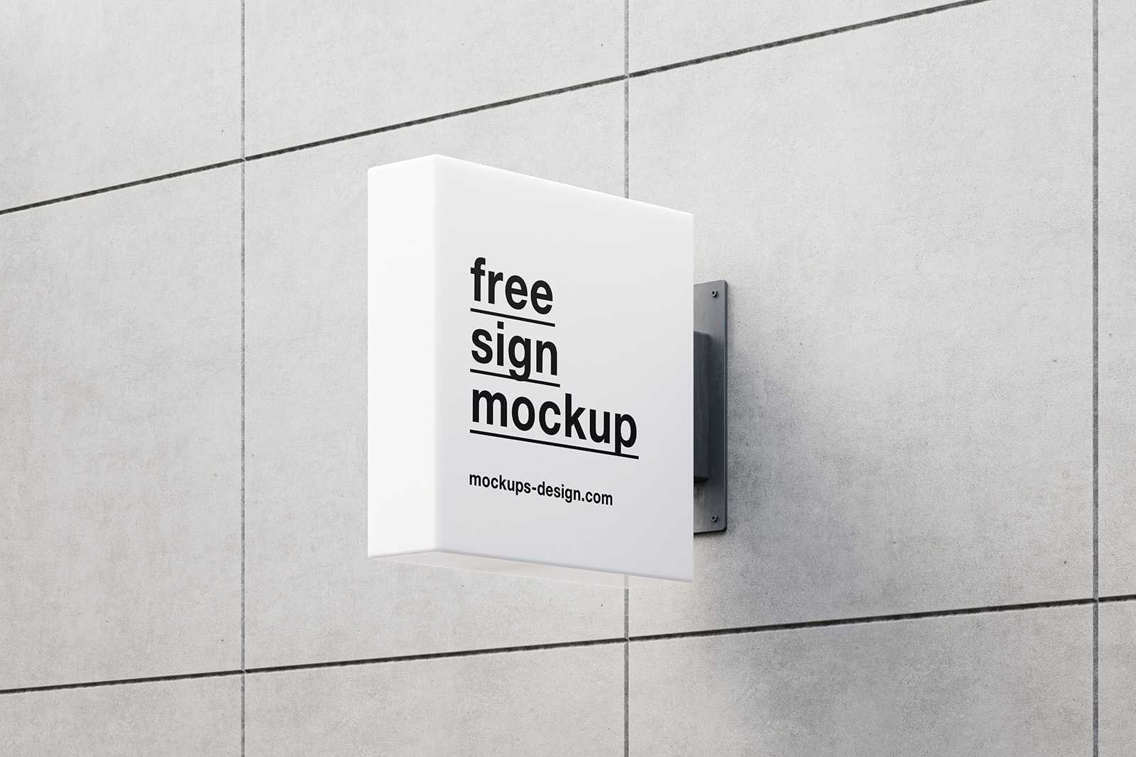 Square sign on a building wall mockup - Instant Download