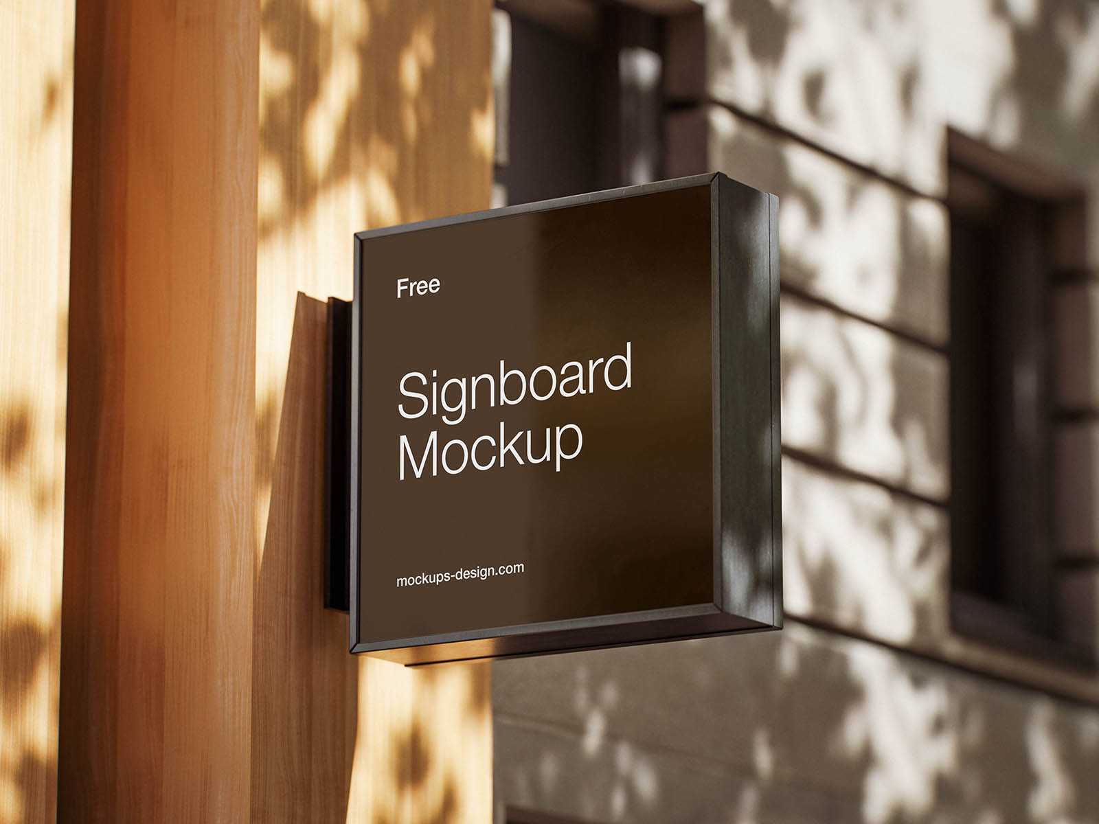 Square wall-mounted signboard mockup - Instant Download