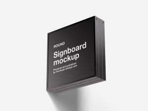Square wall signboard mockup - Instant Download