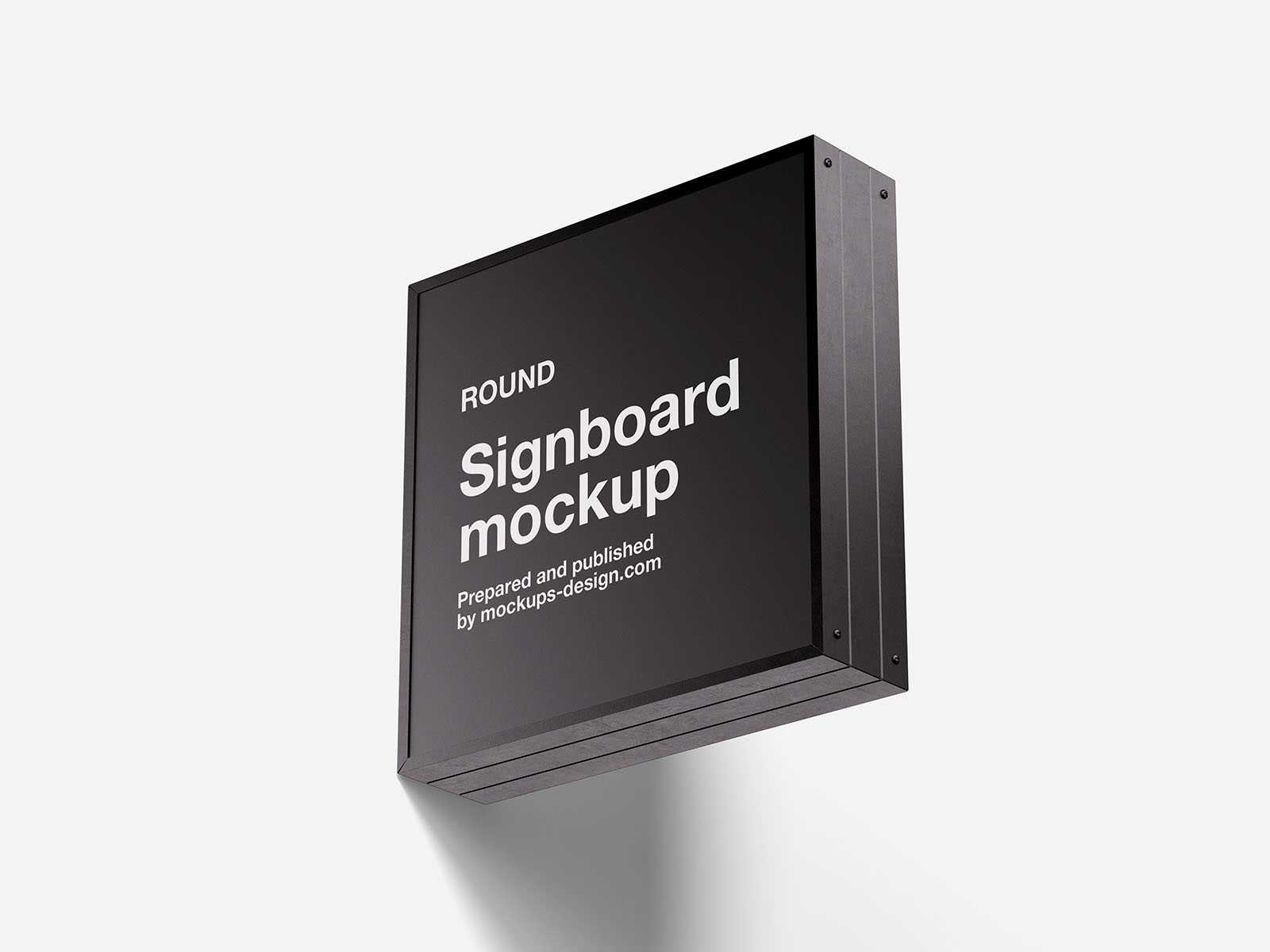 Square wall signboard mockup - Instant Download