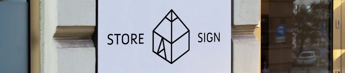 Square Wall Store Sign Mockup (PSD)
