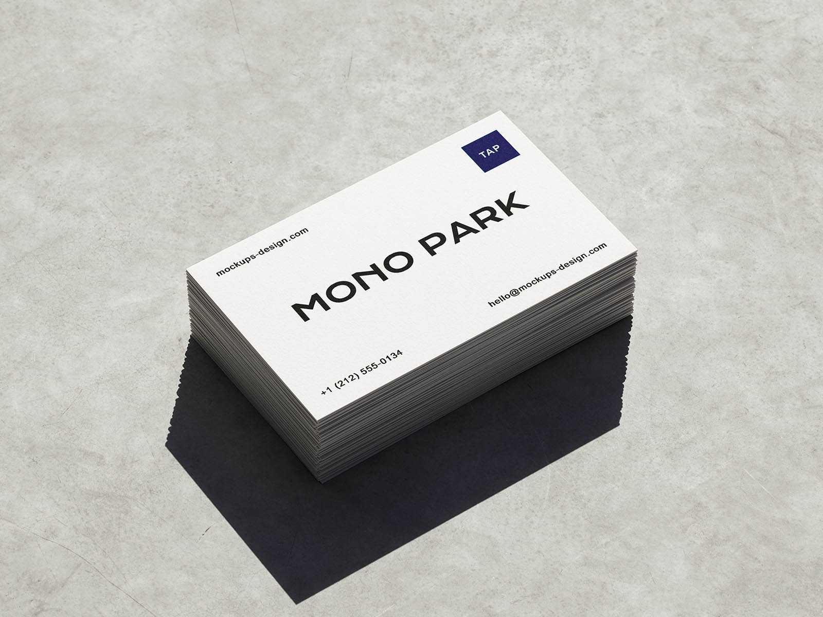 Stacked 90 × 55 mm business card mockup