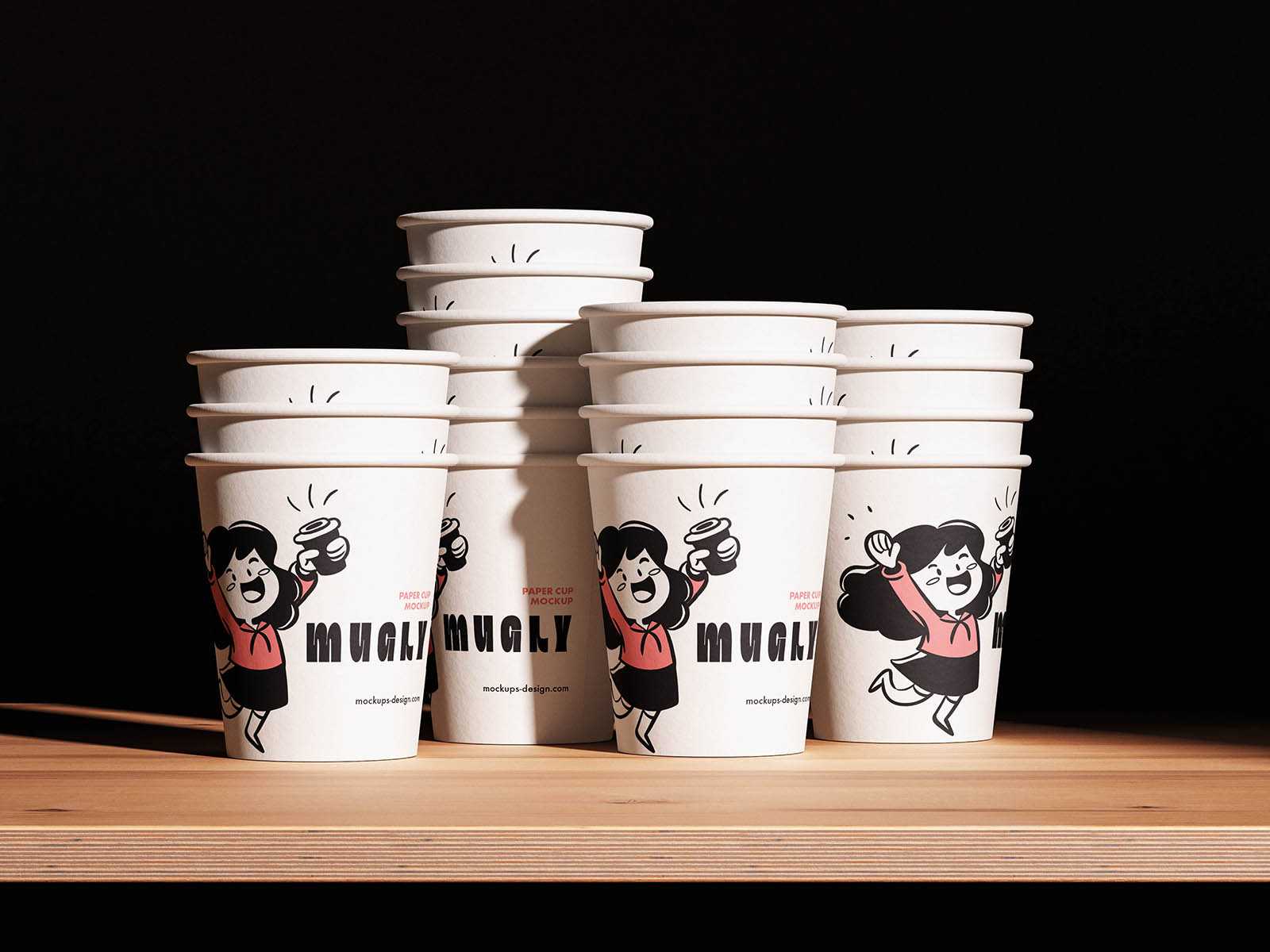 Stacked paper cup mockup