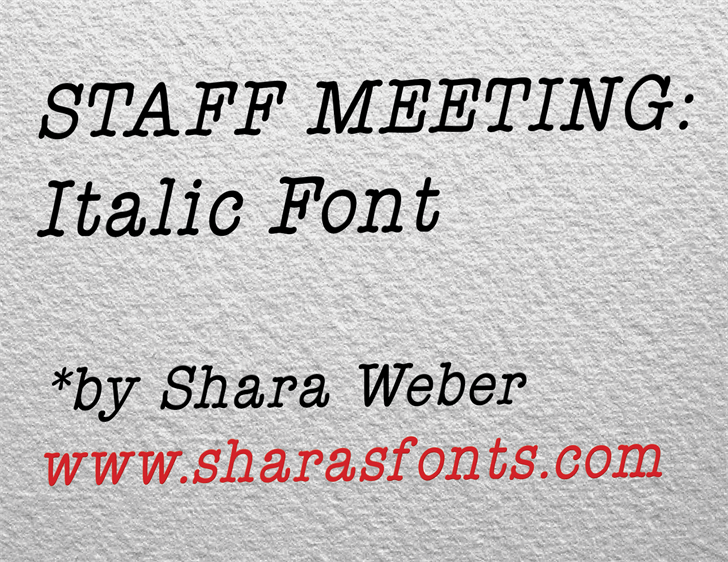 Staff Meeting Plain Italic Font