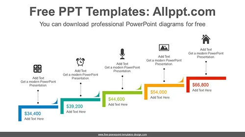 Stairway type thick line PowerPoint Diagram Template