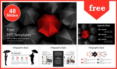 Stand Out Red Umbrella PowerPoint Templates