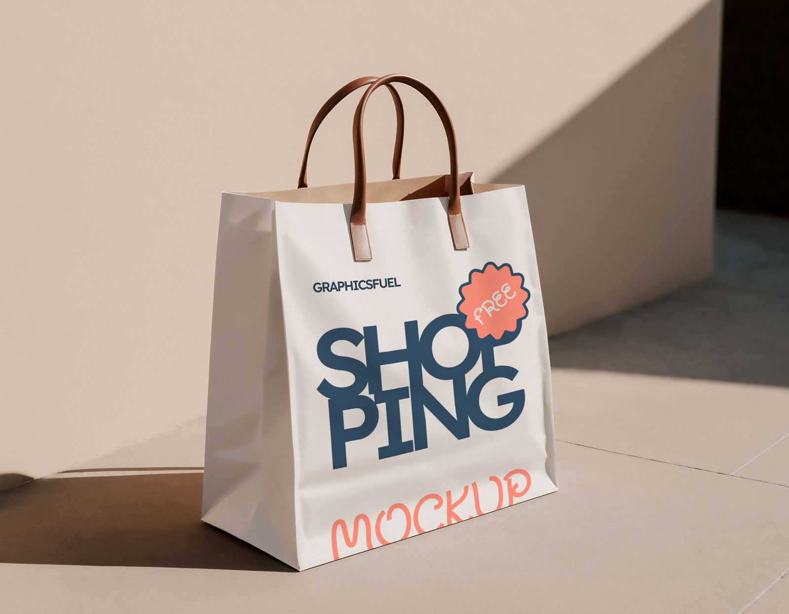 Standing Shopping Bag Mockup On Street