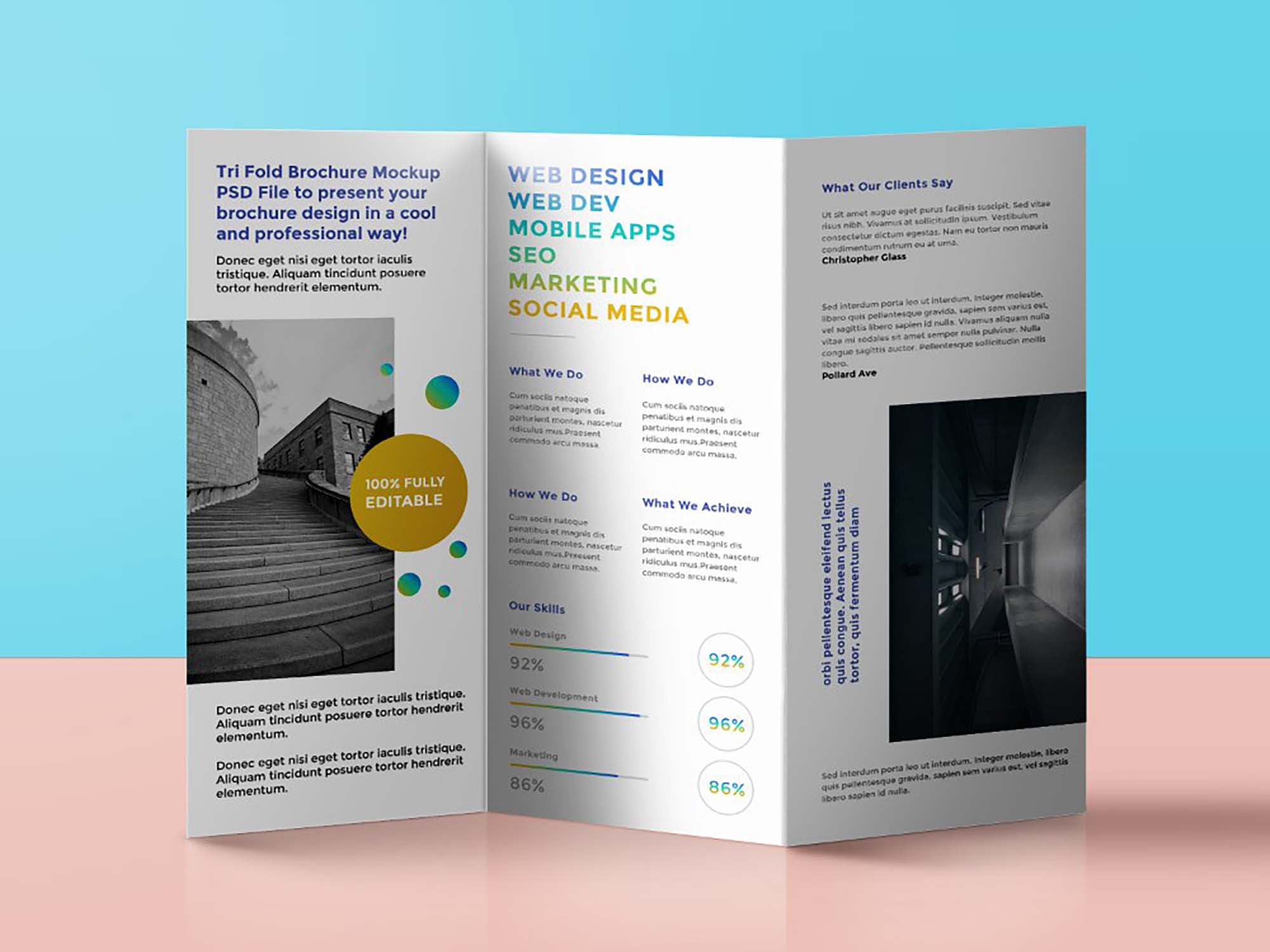 Standing Tri-Fold Brochure Mockup (PSD)