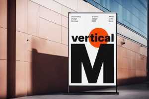 Standing Vertical Billboard Mockup