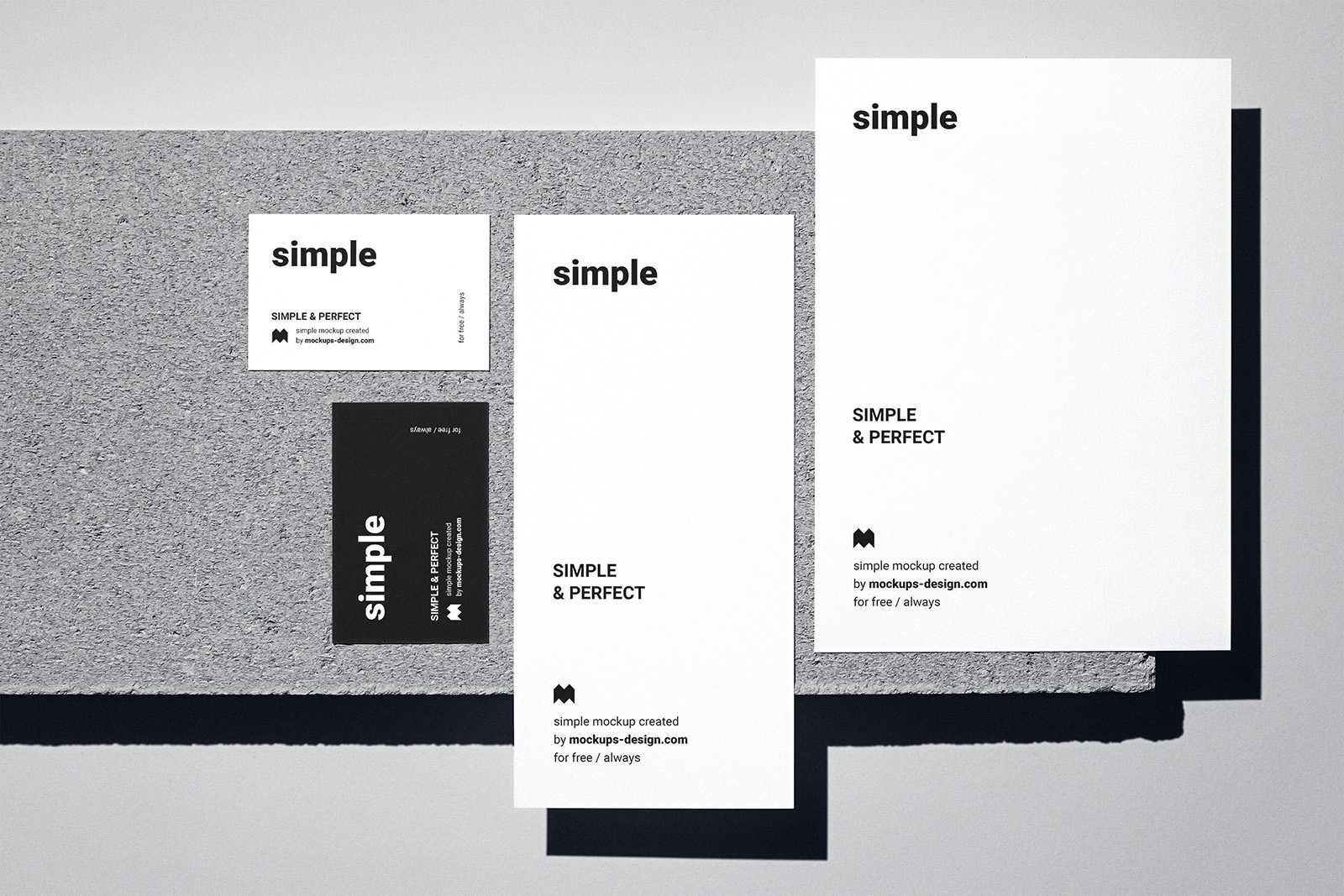 Stationery materials on stone mockup