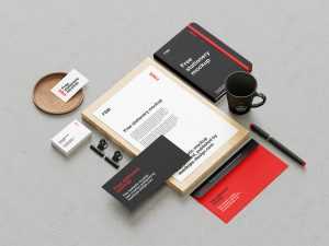 Stationery on concrete background mockup