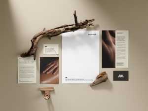Stationery with branches mockup